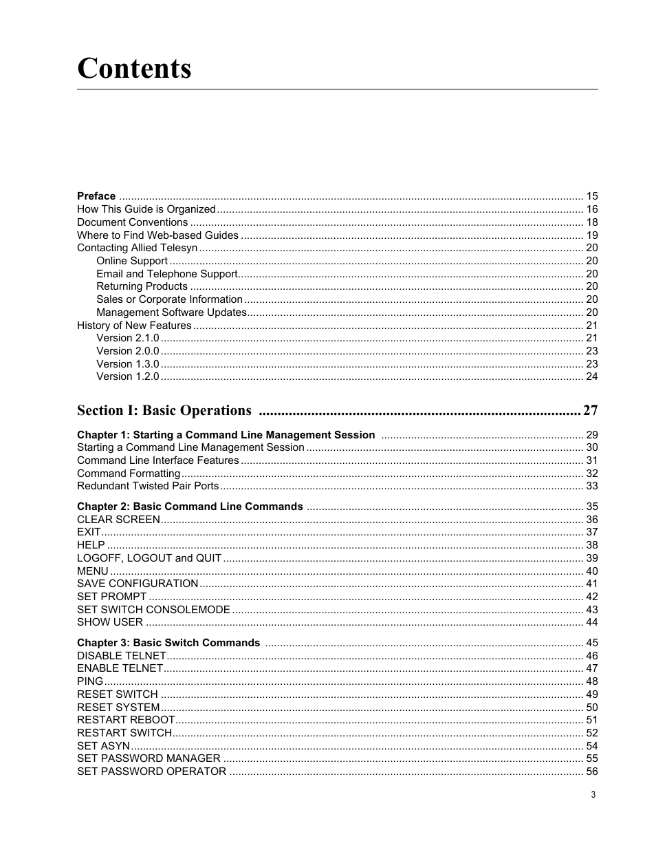 Allied Telesis AT-S63 User Manual | Page 3 / 726