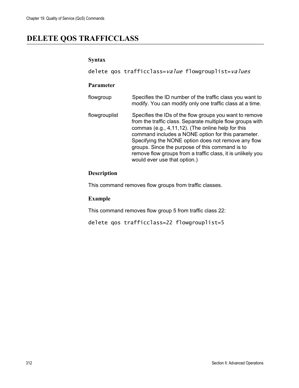 Delete qos trafficclass | Allied Telesis AT-S63 User Manual | Page 312 / 726