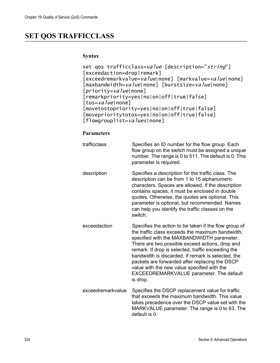 Set qos trafficclass | Allied Telesis AT-S63 User Manual | Page 324 / 726