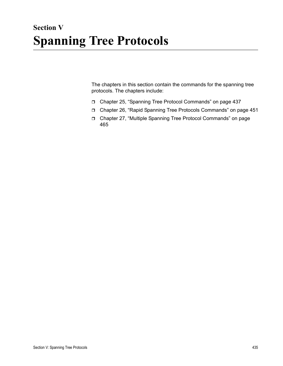 Section v, Spanning tree protocols, Section v: spanning tree protocols | Allied Telesis AT-S63 User Manual | Page 435 / 726