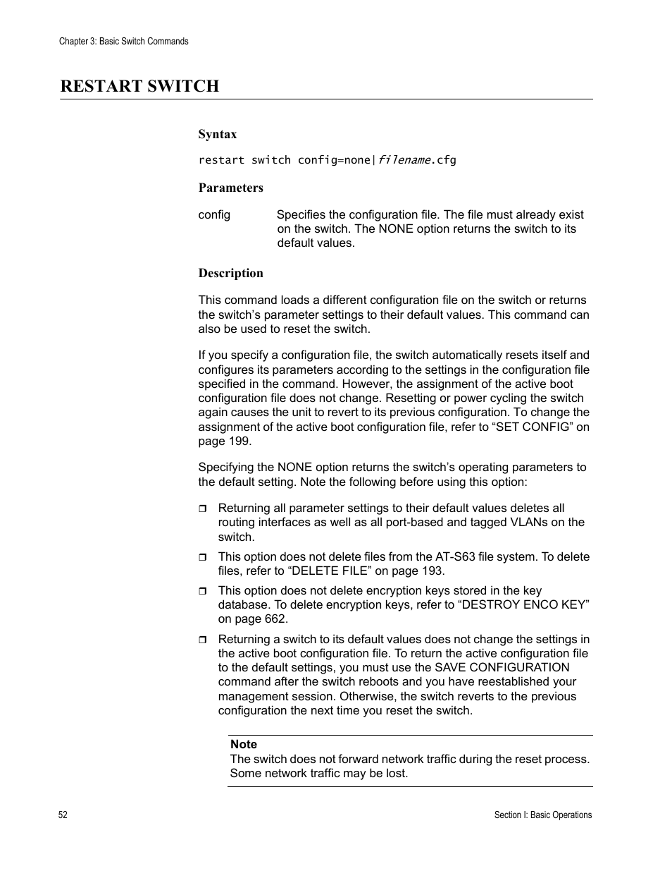 Restart switch | Allied Telesis AT-S63 User Manual | Page 52 / 726