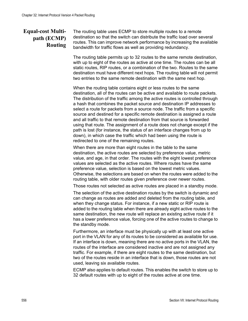 Equal-cost multi- path (ecmp) routing, Equal-cost multi-path (ecmp) routing | Allied Telesis AT-S63 User Manual | Page 556 / 726