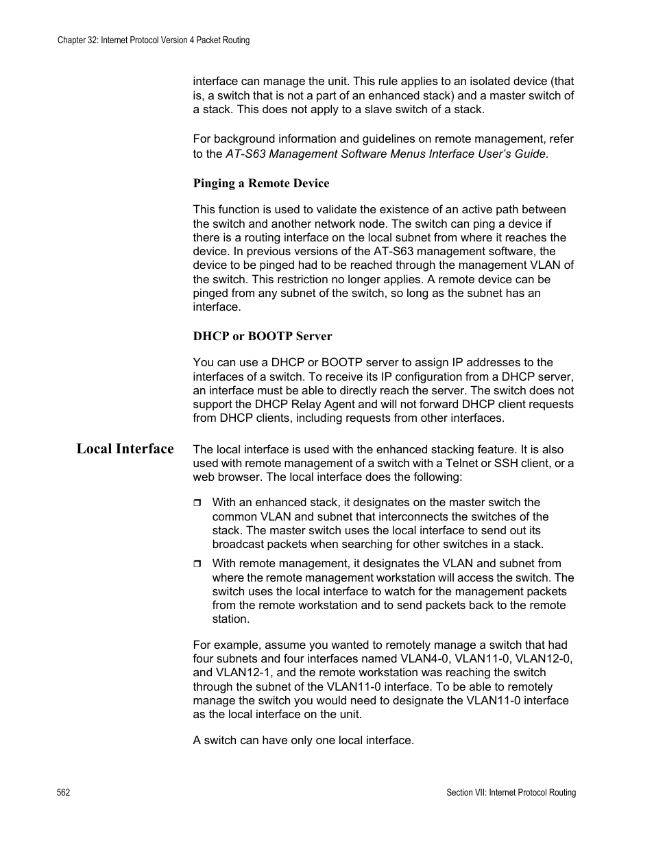Local interface | Allied Telesis AT-S63 User Manual | Page 562 / 726
