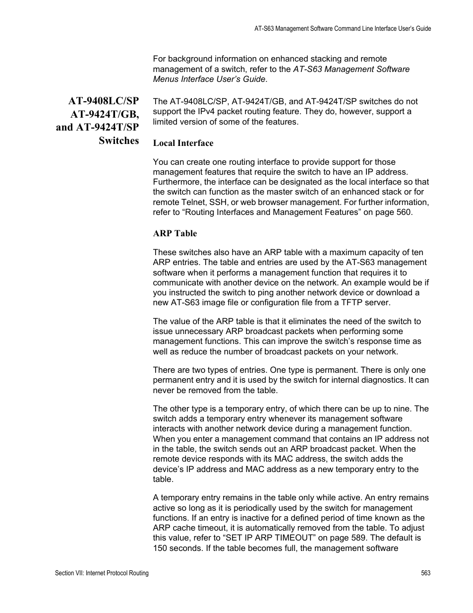 At-9408lc/sp at-9424t/gb, and at-9424t/sp switches | Allied Telesis AT-S63 User Manual | Page 563 / 726