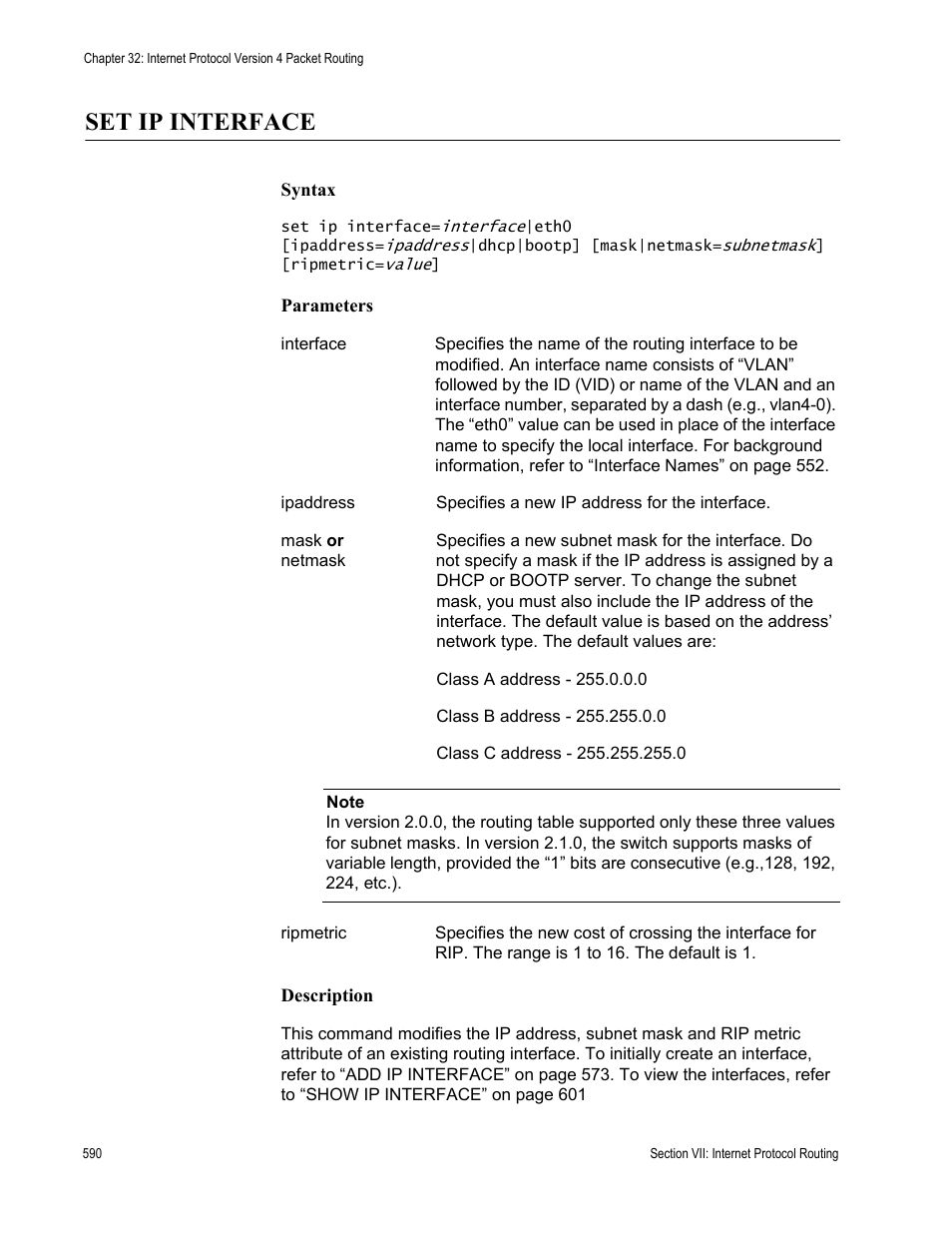 Set ip interface | Allied Telesis AT-S63 User Manual | Page 590 / 726