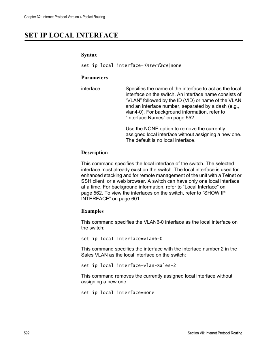 Set ip local interface | Allied Telesis AT-S63 User Manual | Page 592 / 726