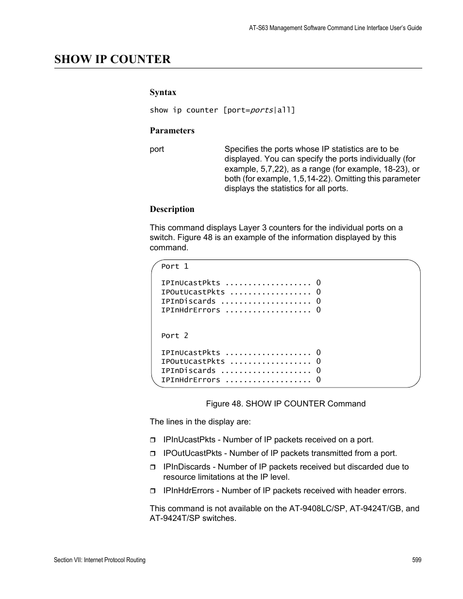 Show ip counter | Allied Telesis AT-S63 User Manual | Page 599 / 726