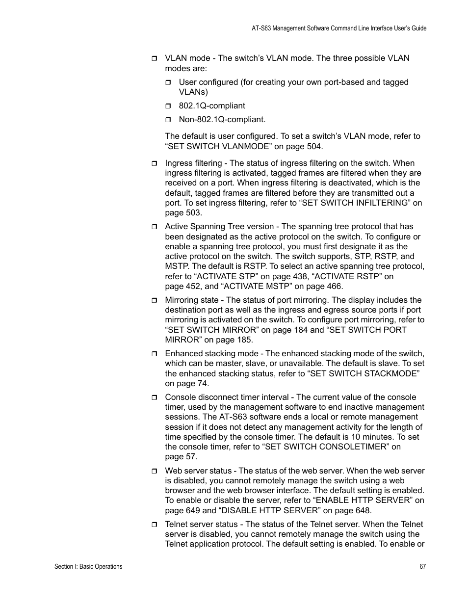 Allied Telesis AT-S63 User Manual | Page 67 / 726
