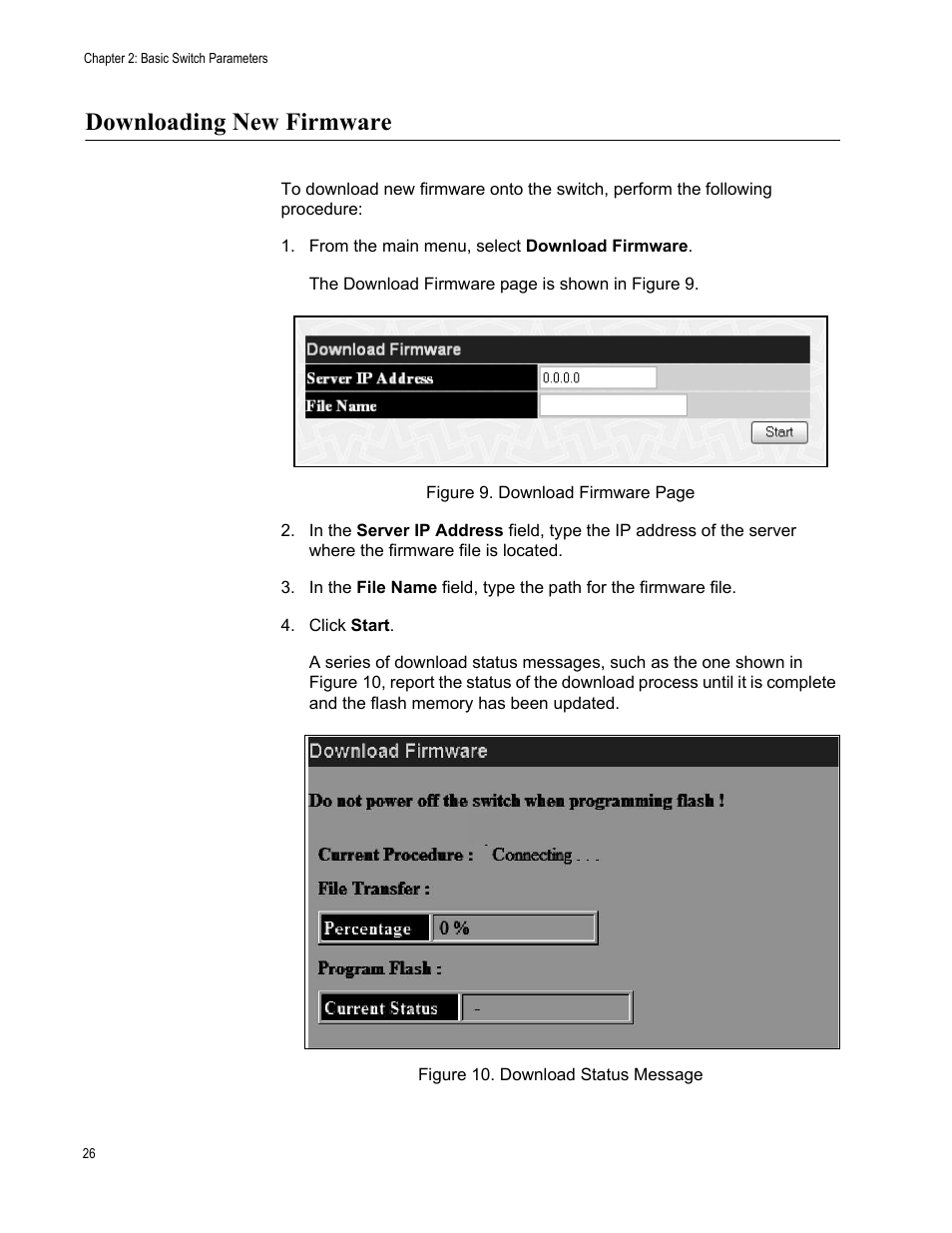Downloading new firmware, From the main menu, select download firmware | Allied Telesis AT-S82 User Manual | Page 26 / 72