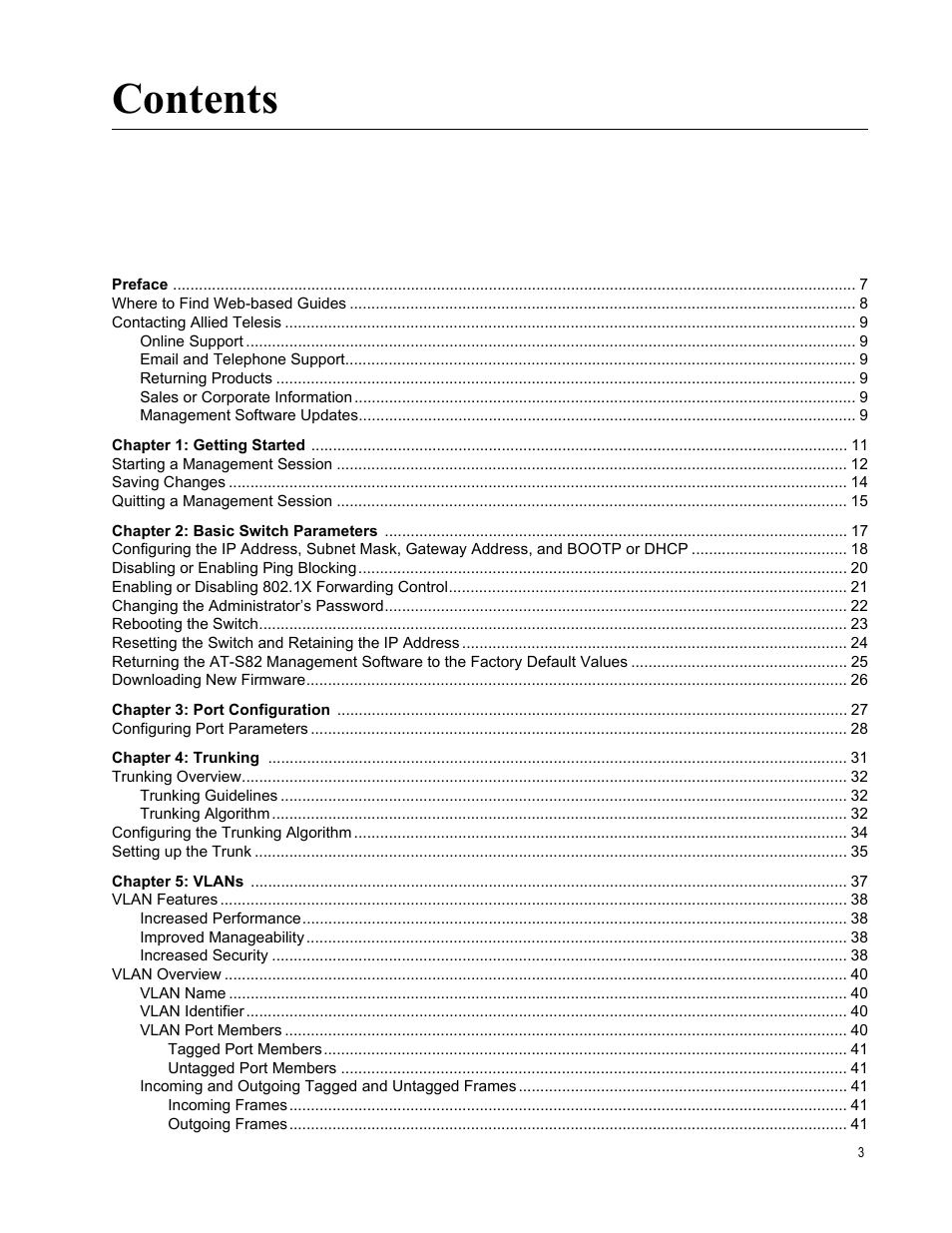 Allied Telesis AT-S82 User Manual | Page 3 / 72