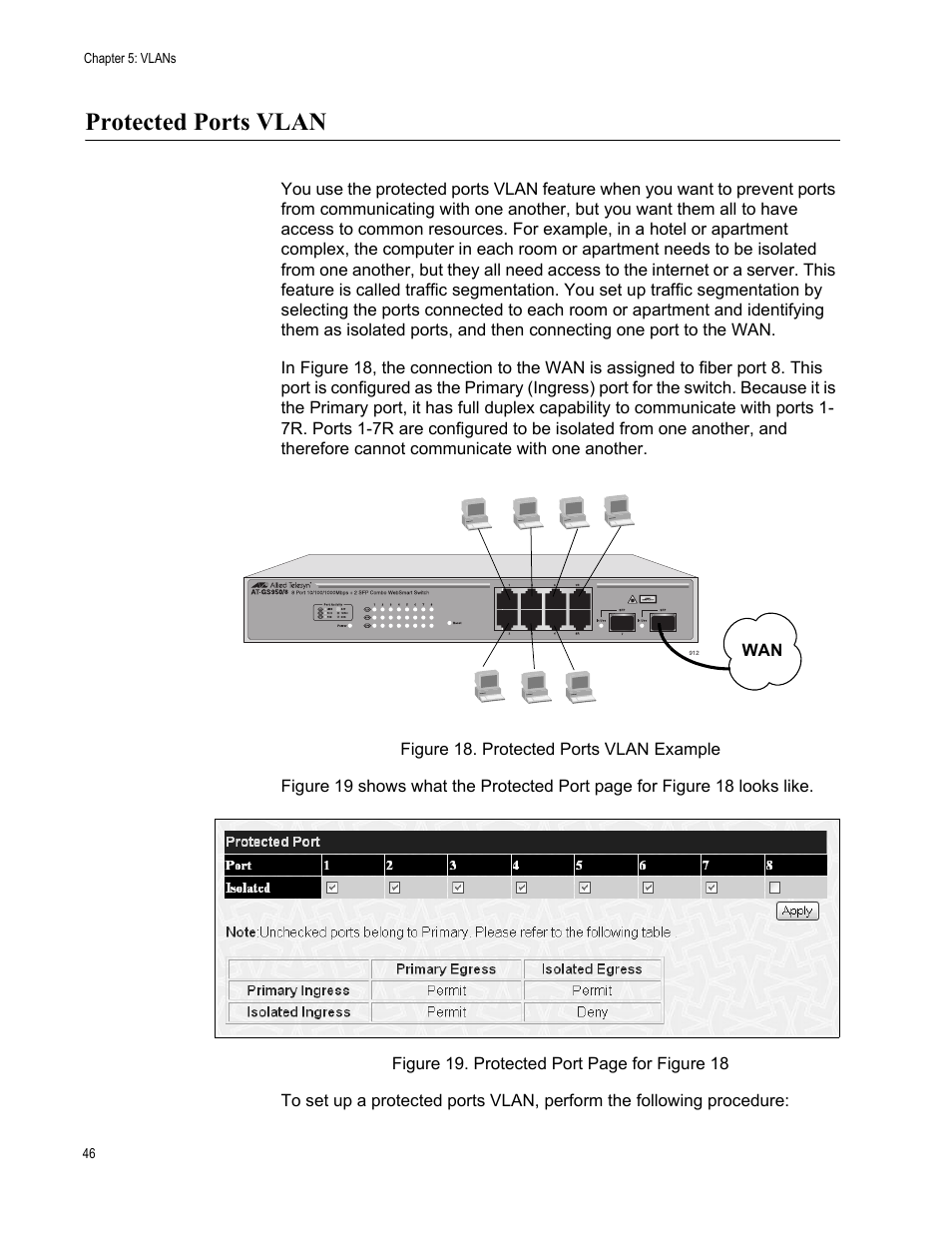 Protected ports vlan | Allied Telesis AT-S82 User Manual | Page 46 / 72