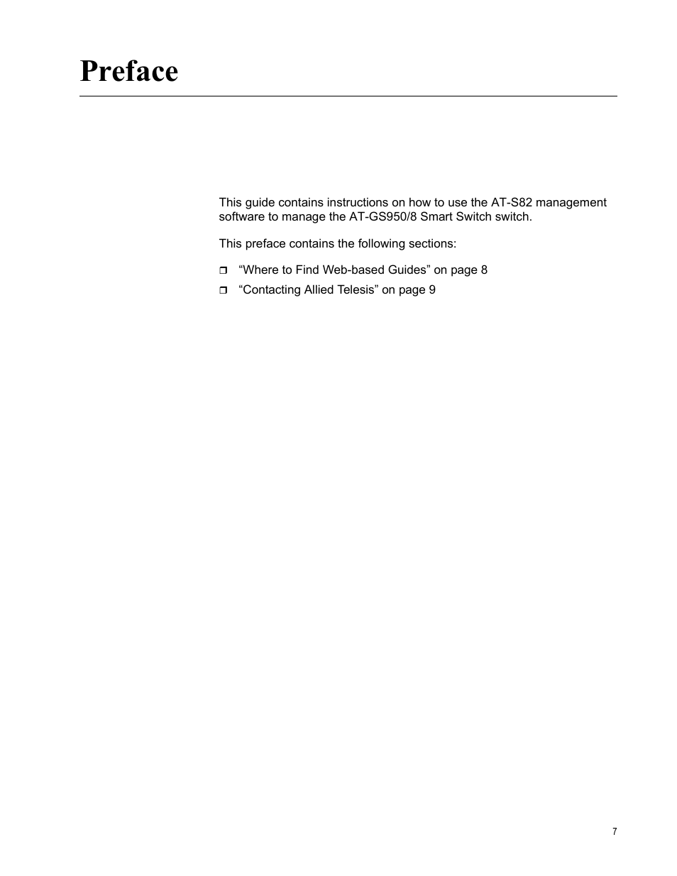 Preface | Allied Telesis AT-S82 User Manual | Page 7 / 72