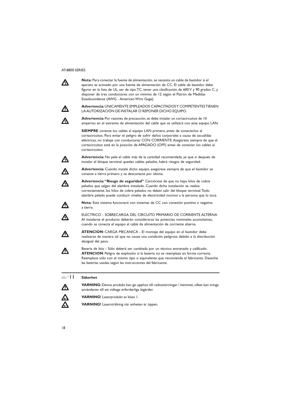 Allied Telesis AT-8800 SERIES User Manual | Page 18 / 22