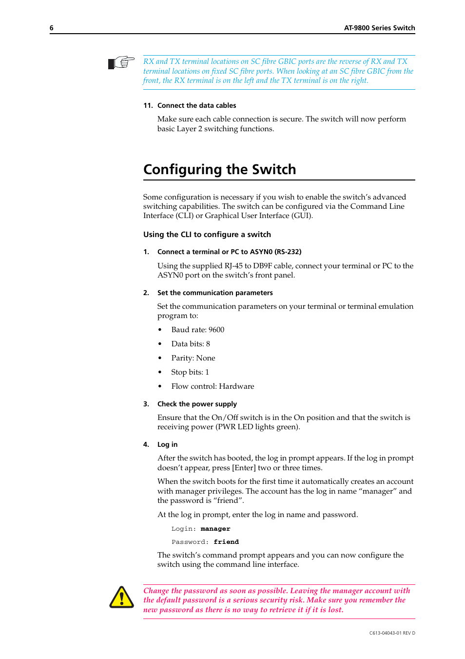Configuring the switch | Allied Telesis AT-8800 Series Switch User Manual | Page 6 / 8