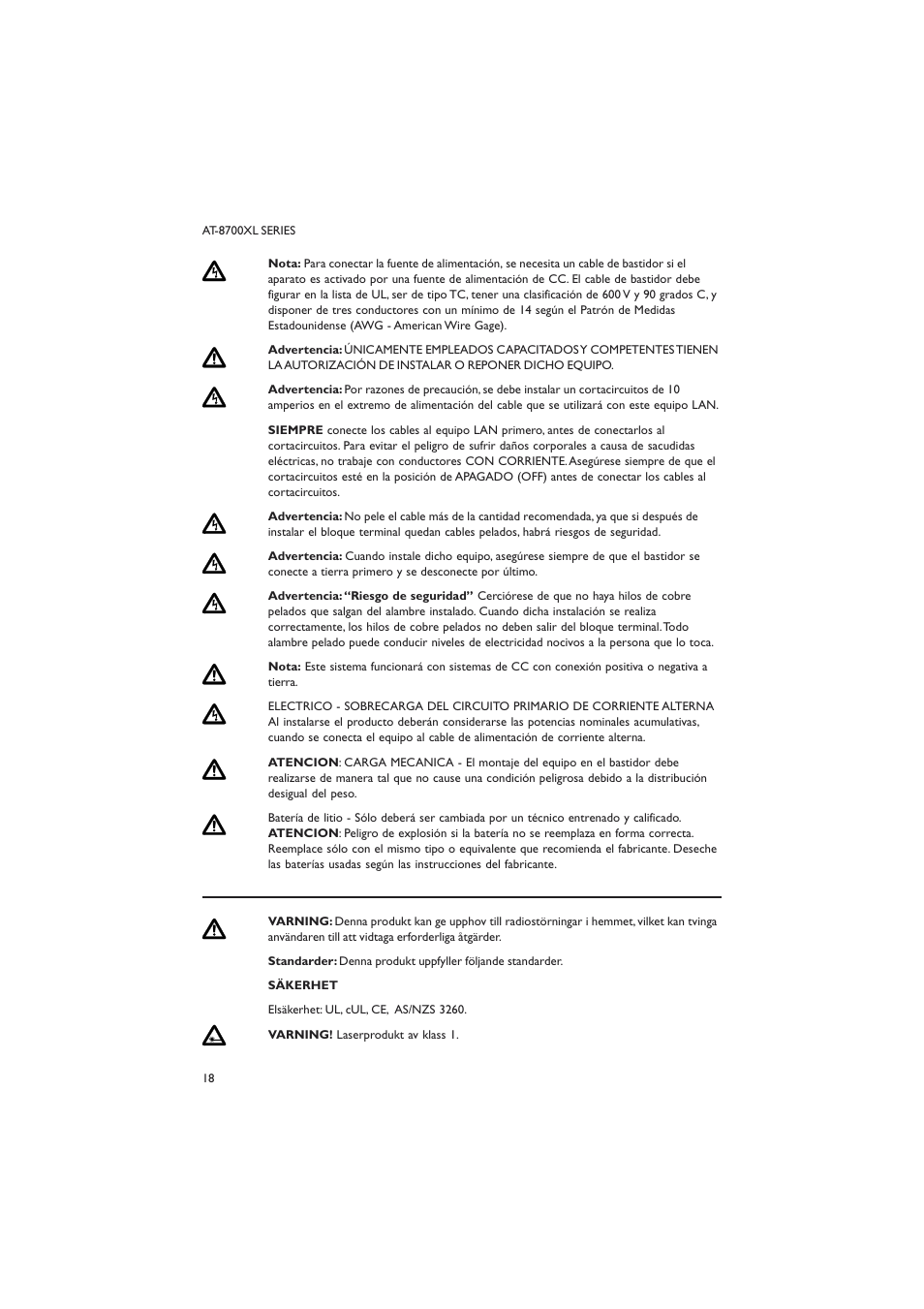Allied Telesis AT-8700XL SERIES User Manual | Page 18 / 23