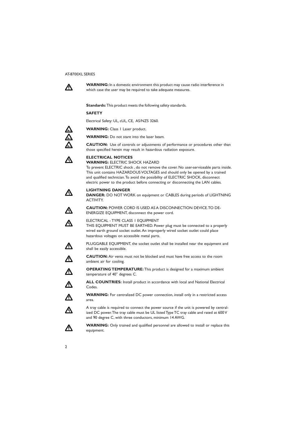 Allied Telesis AT-8700XL SERIES User Manual | Page 2 / 23