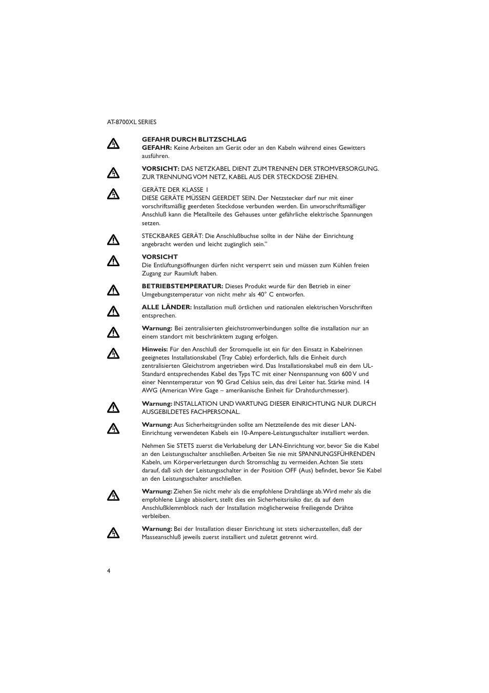 Allied Telesis AT-8700XL SERIES User Manual | Page 4 / 23