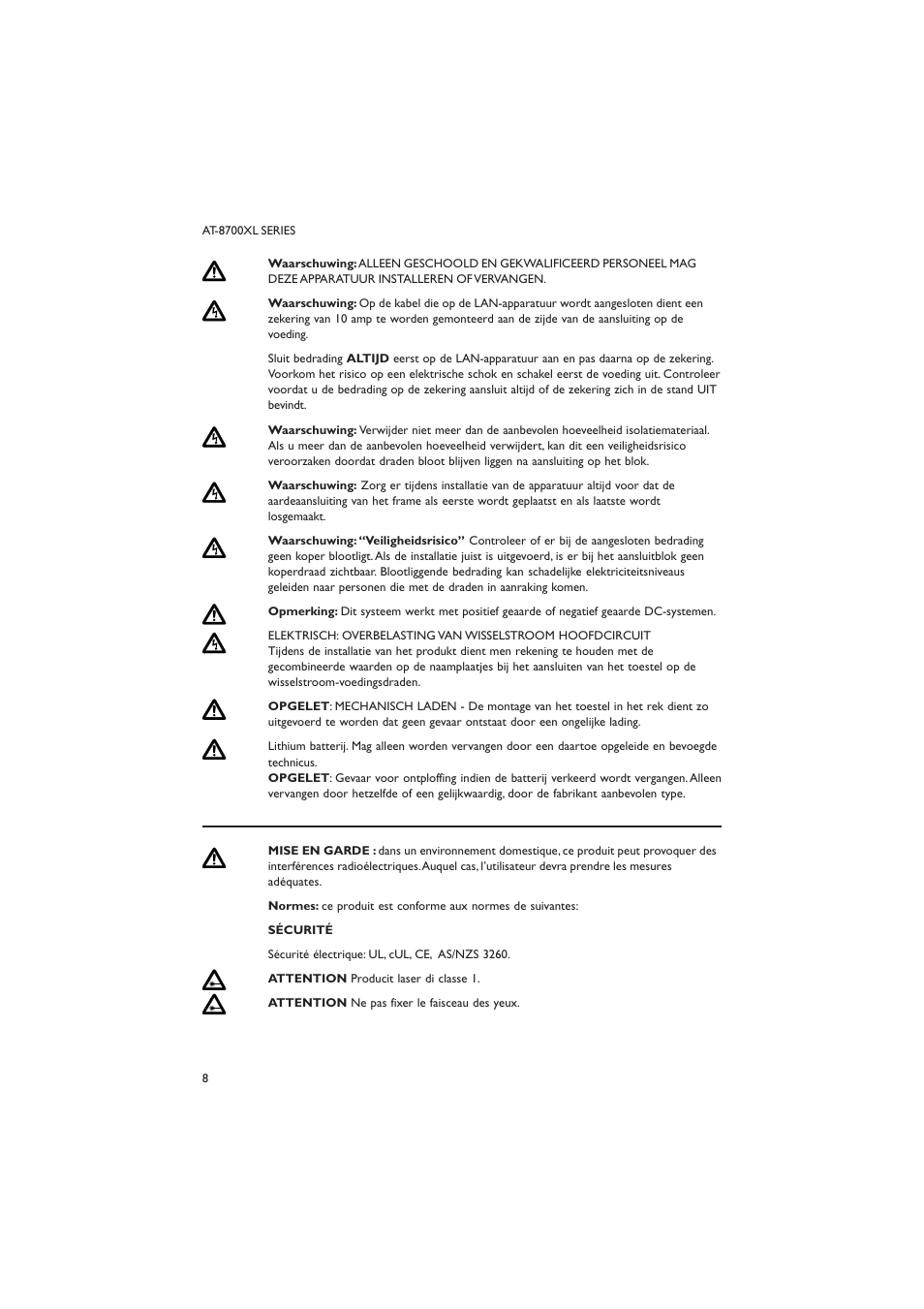 Allied Telesis AT-8700XL SERIES User Manual | Page 8 / 23