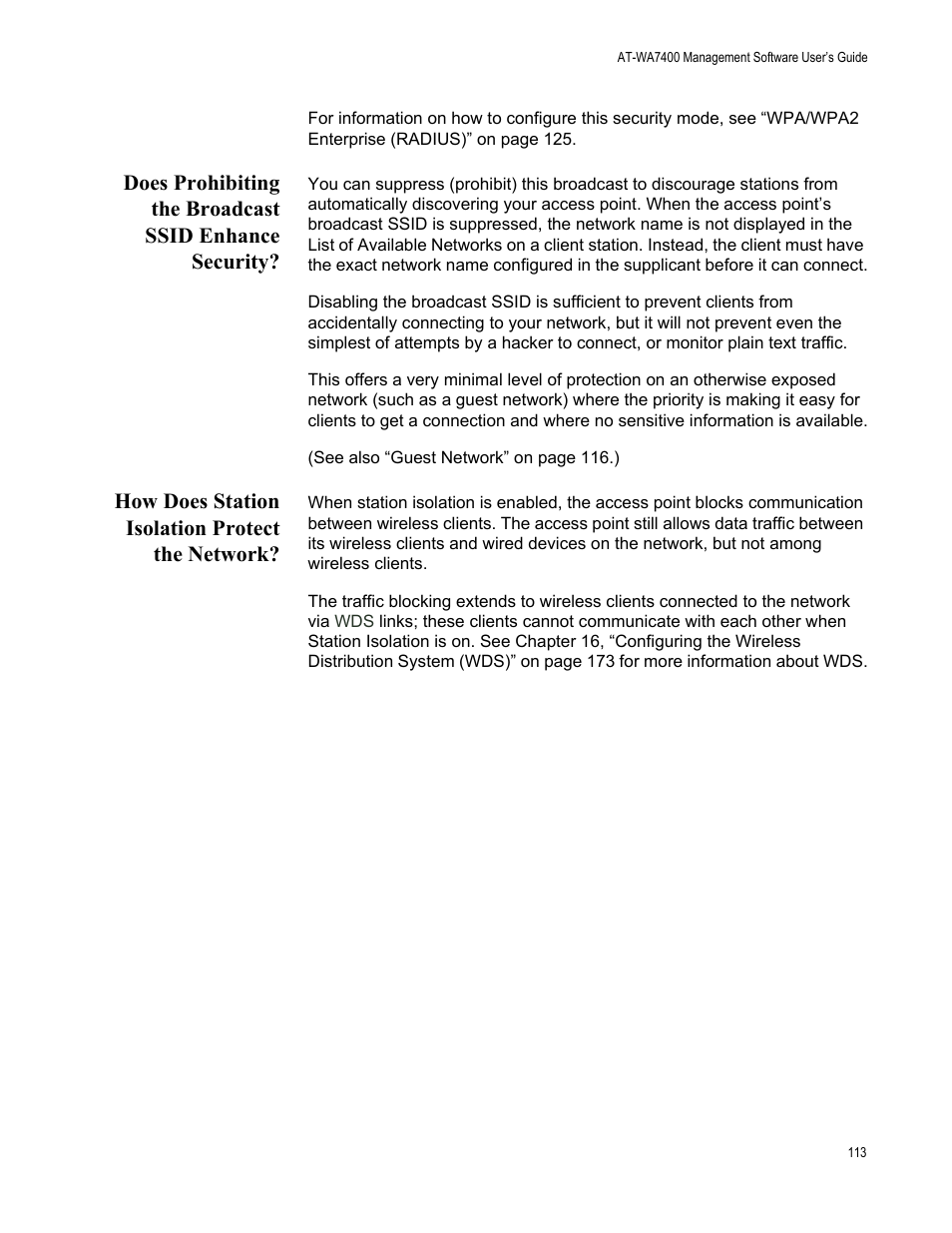How does station isolation protect the network | Allied Telesis AT-WA7400/NA User Manual | Page 113 / 362