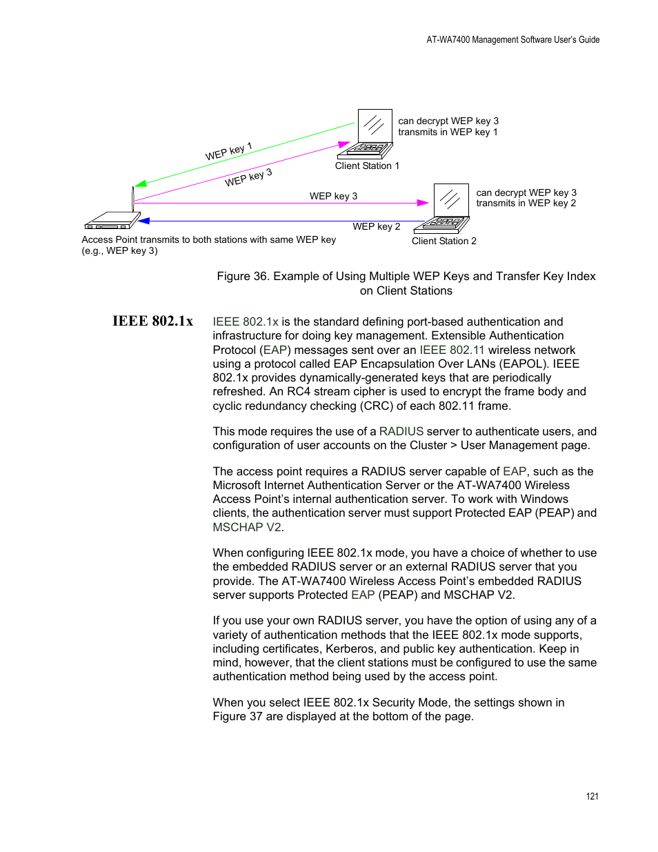 Ieee 802.1x | Allied Telesis AT-WA7400/NA User Manual | Page 121 / 362