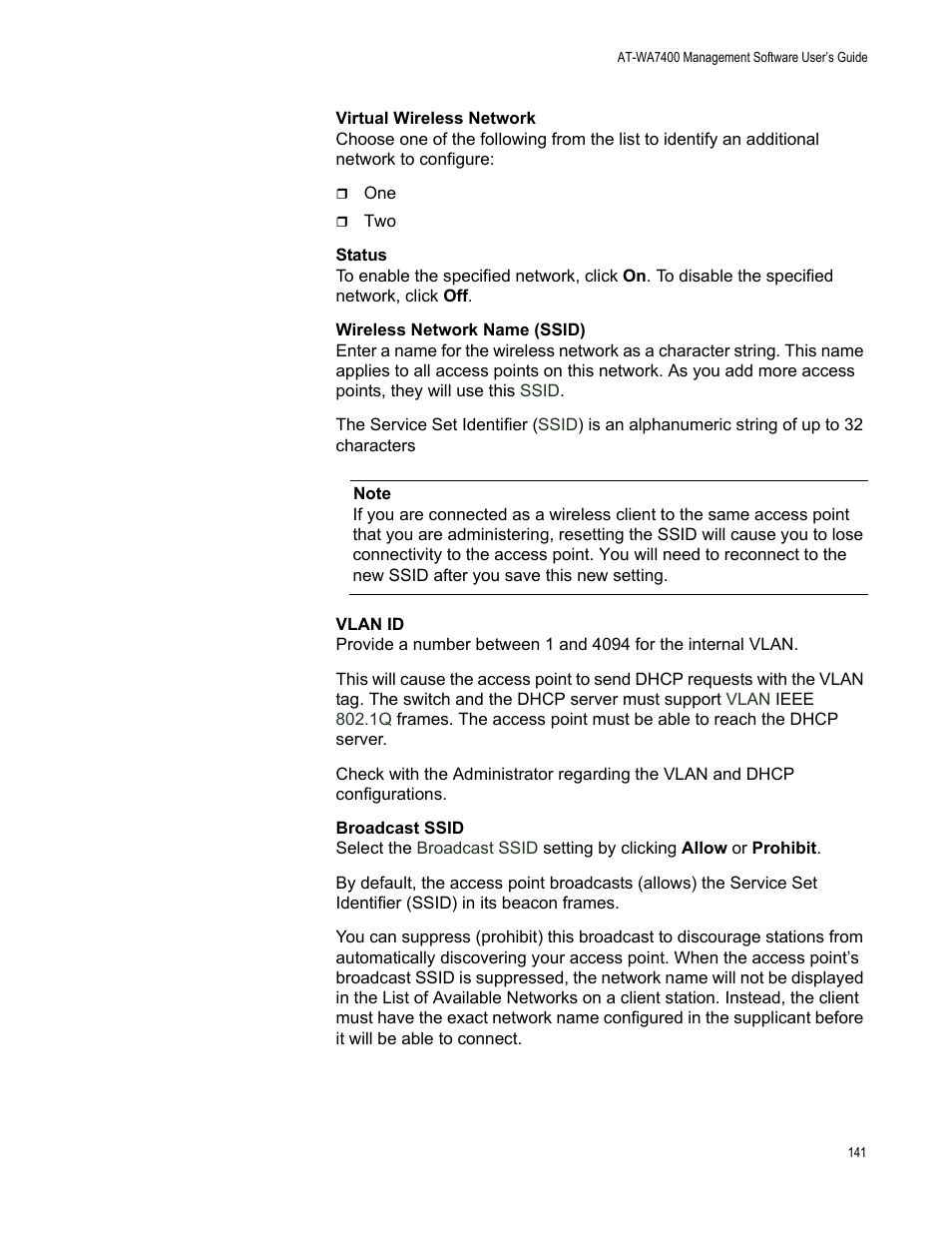 Allied Telesis AT-WA7400/NA User Manual | Page 141 / 362