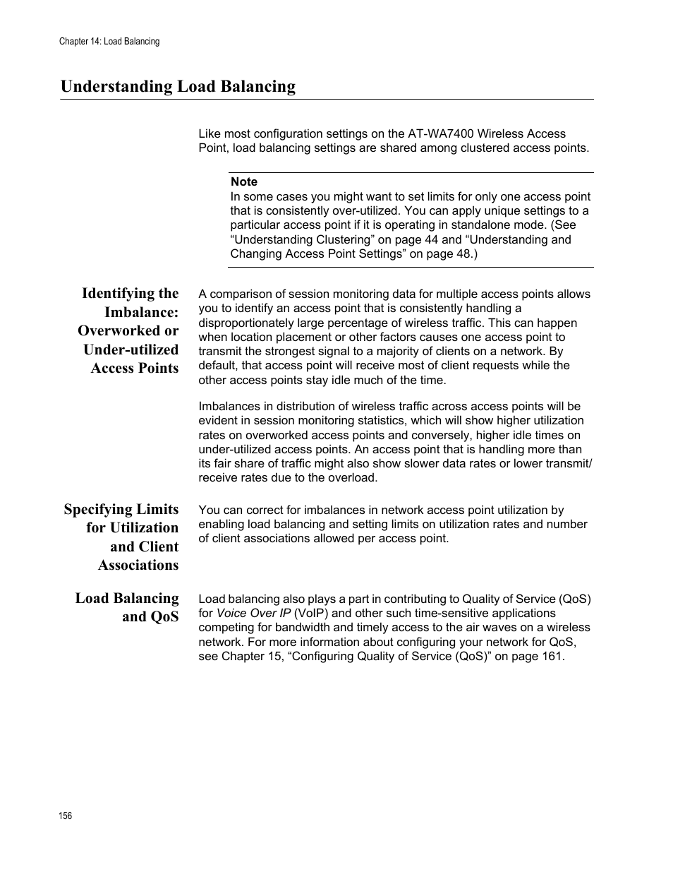 Understanding load balancing, Load balancing and qos | Allied Telesis AT-WA7400/NA User Manual | Page 156 / 362