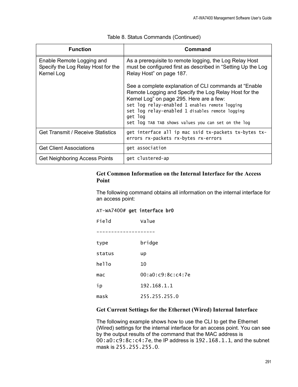 Allied Telesis AT-WA7400/NA User Manual | Page 291 / 362