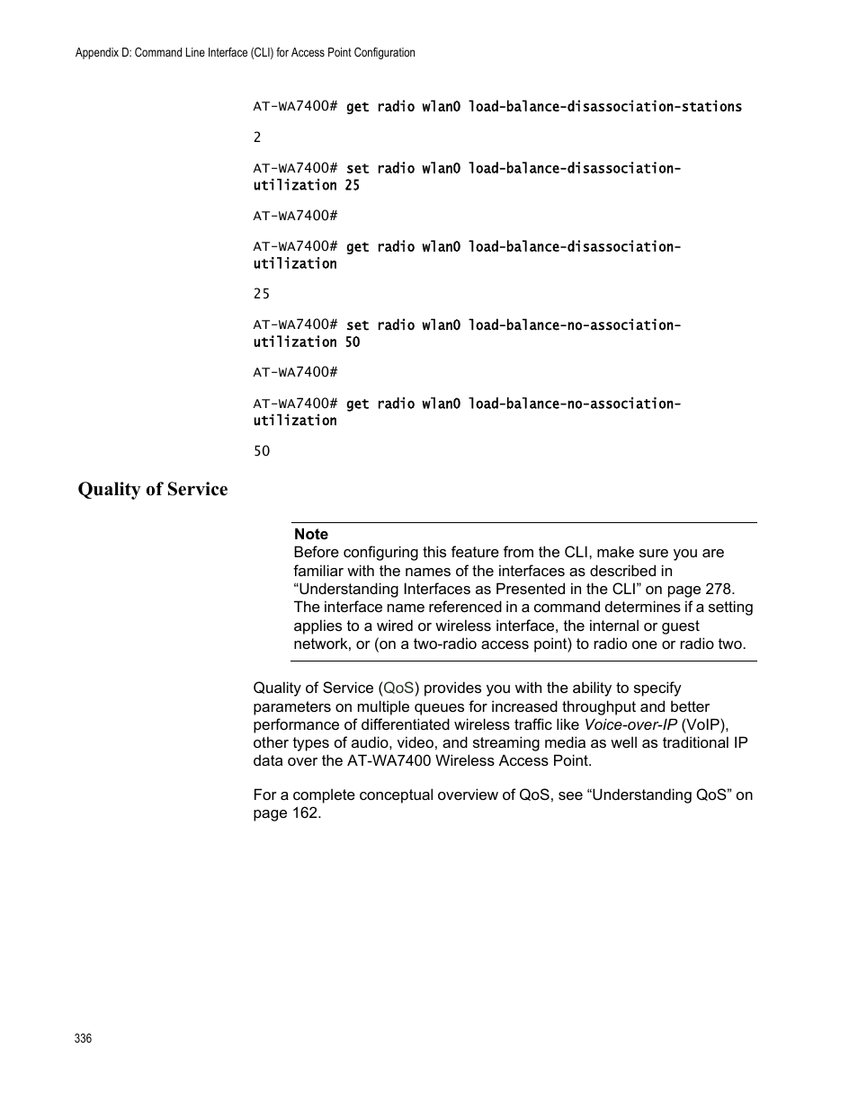 Quality of service | Allied Telesis AT-WA7400/NA User Manual | Page 336 / 362
