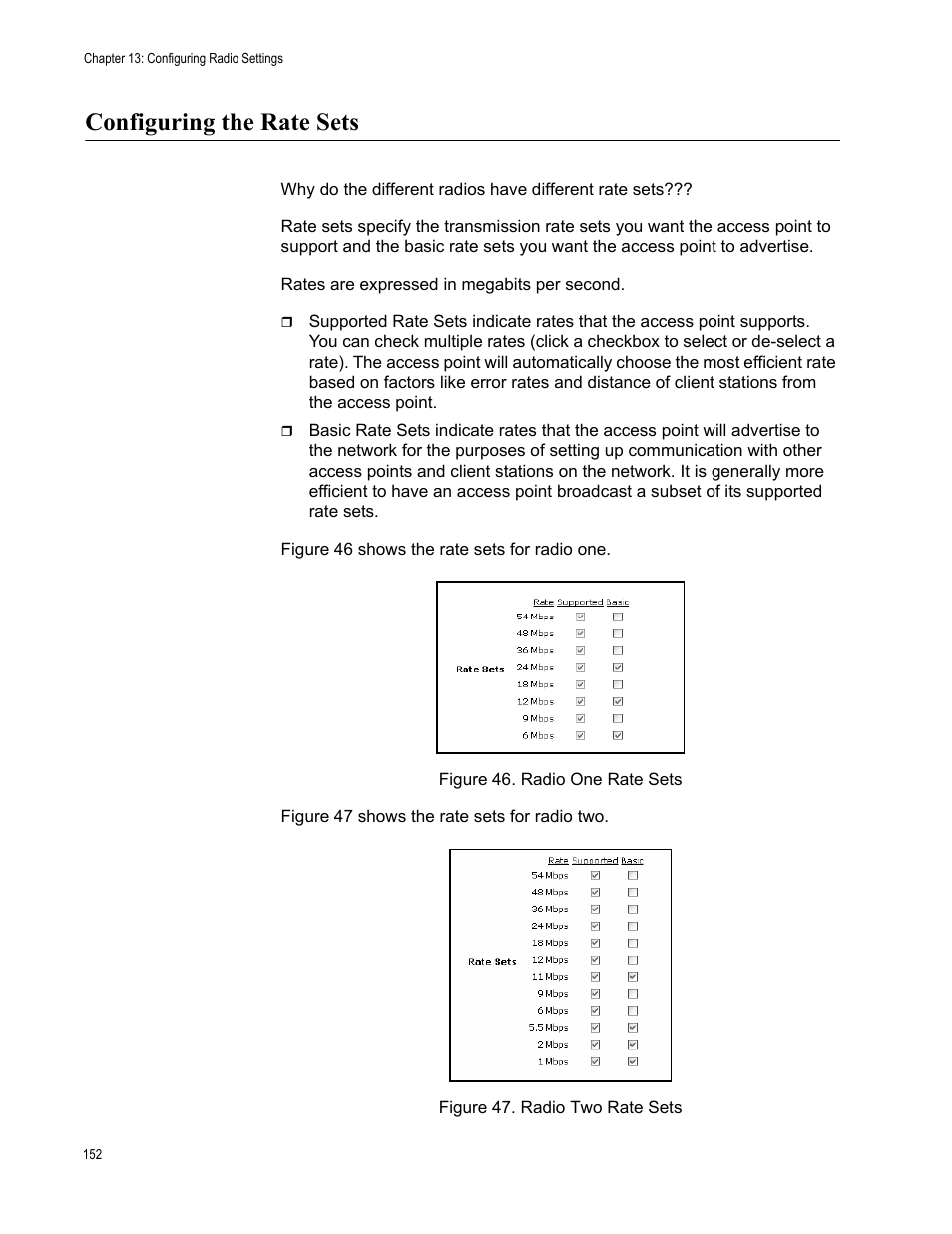 Configuring the rate sets | Allied Telesis AT-WA7400/EU User Manual | Page 152 / 362