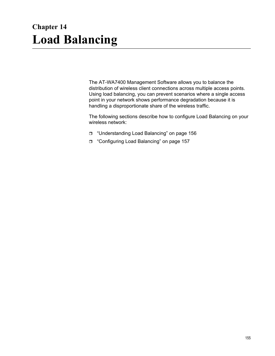 Chapter 14, Load balancing | Allied Telesis AT-WA7400/EU User Manual | Page 155 / 362