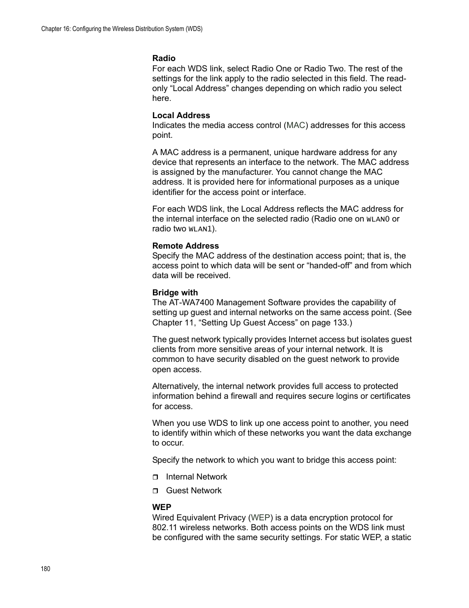 Allied Telesis AT-WA7400/EU User Manual | Page 180 / 362