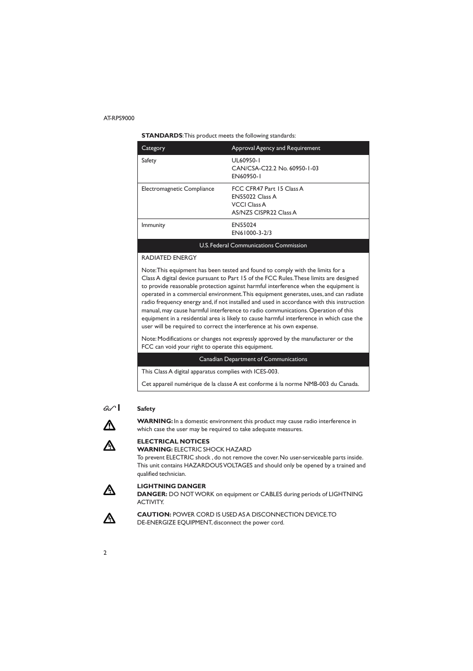 Allied Telesis AT-RPS9000 User Manual | Page 2 / 12