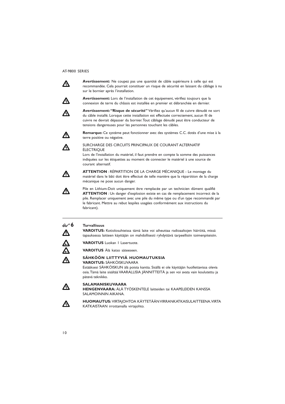 Allied Telesis AT-9800 SERIES User Manual | Page 10 / 20