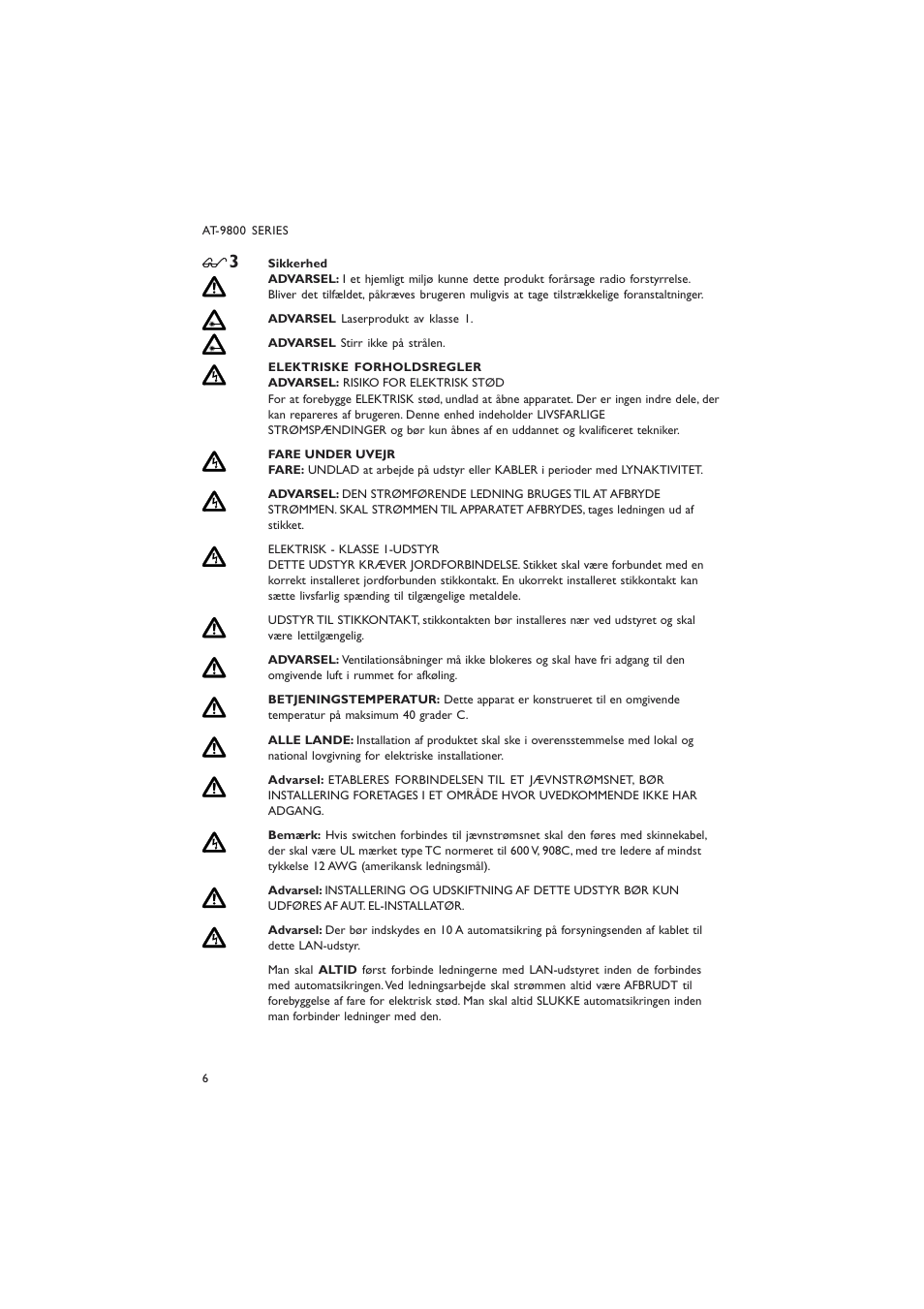 Allied Telesis AT-9800 SERIES User Manual | Page 6 / 20