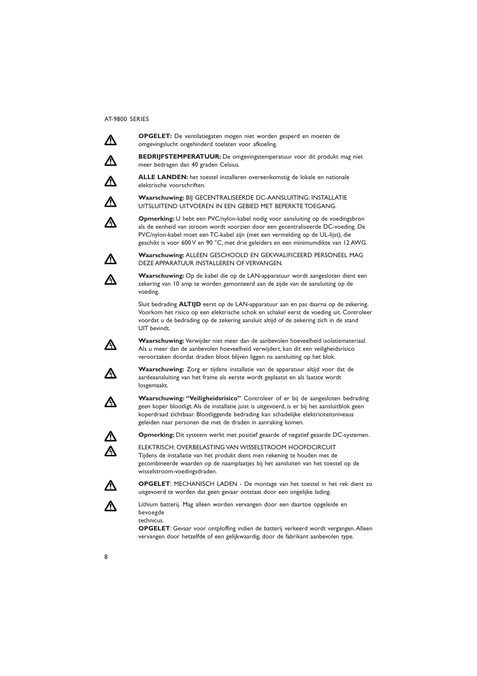 Allied Telesis AT-9800 SERIES User Manual | Page 8 / 20