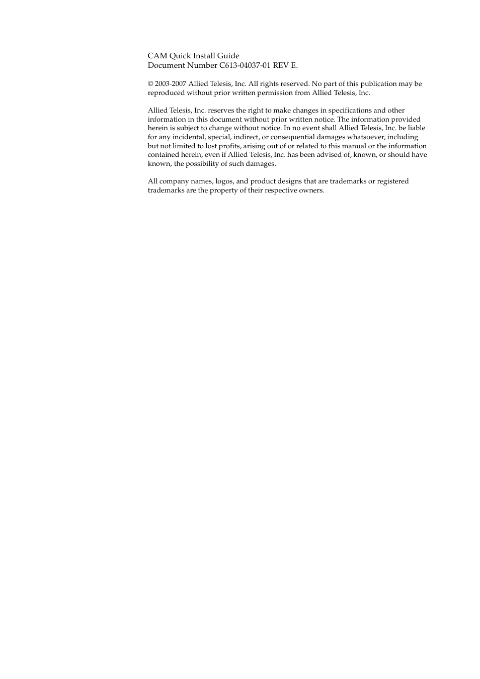 Allied Telesis CAM User Manual | Page 2 / 5