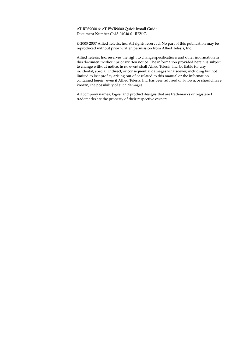 Allied Telesis AT-PWR9000 User Manual | Page 2 / 8