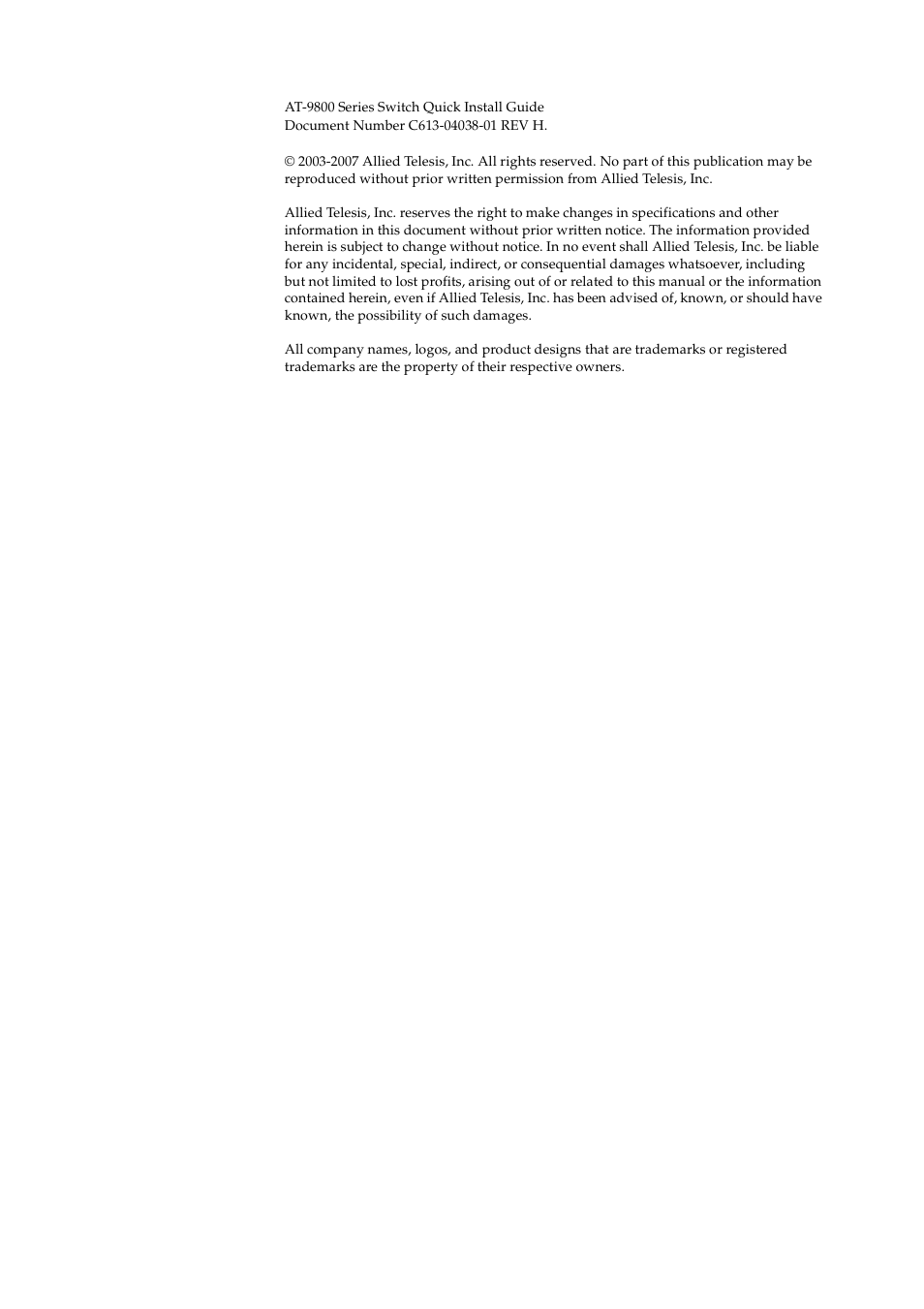 Allied Telesis AT-9800 Series Switch User Manual | Page 2 / 10