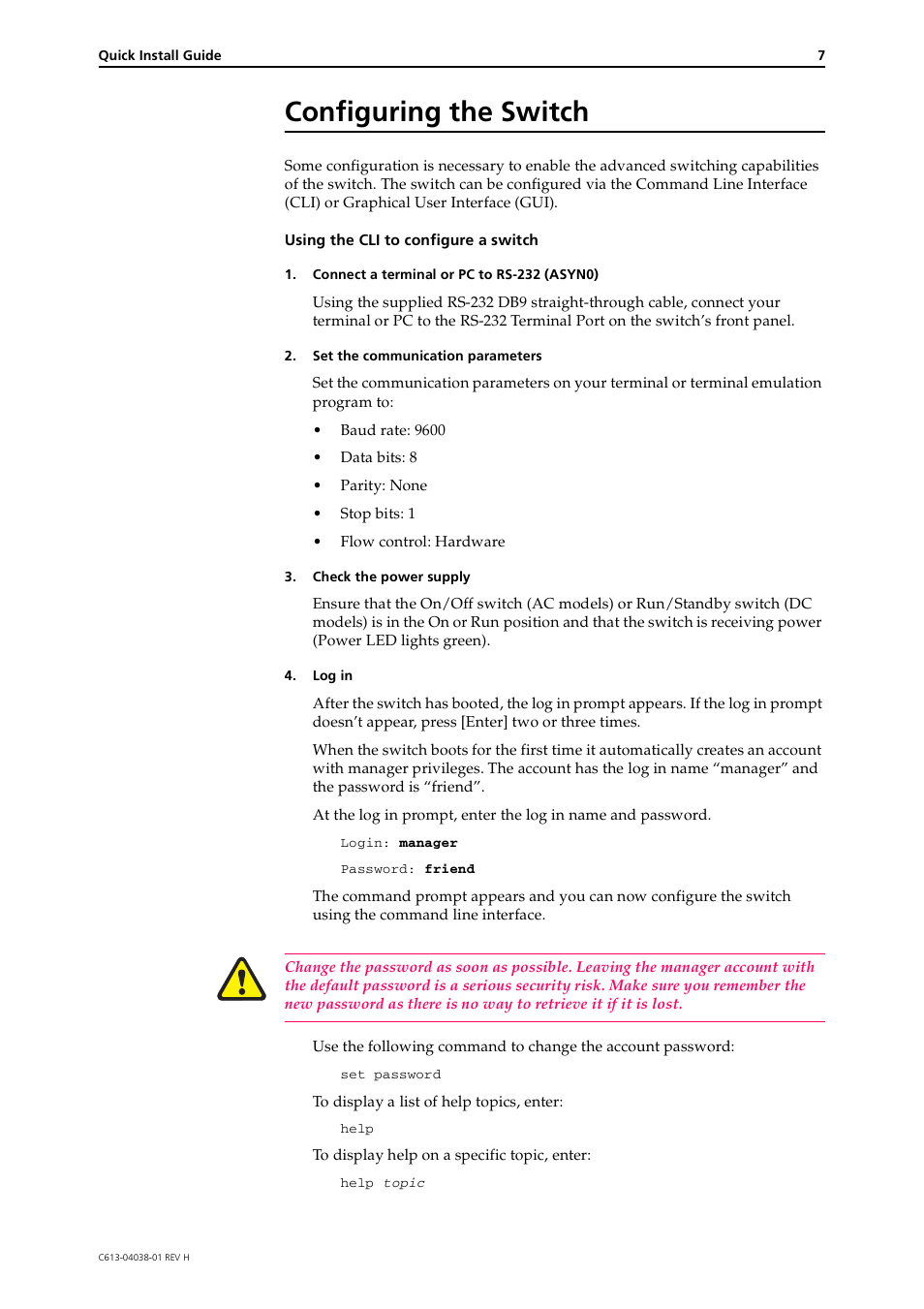 Configuring the switch | Allied Telesis AT-9800 Series Switch User Manual | Page 7 / 10