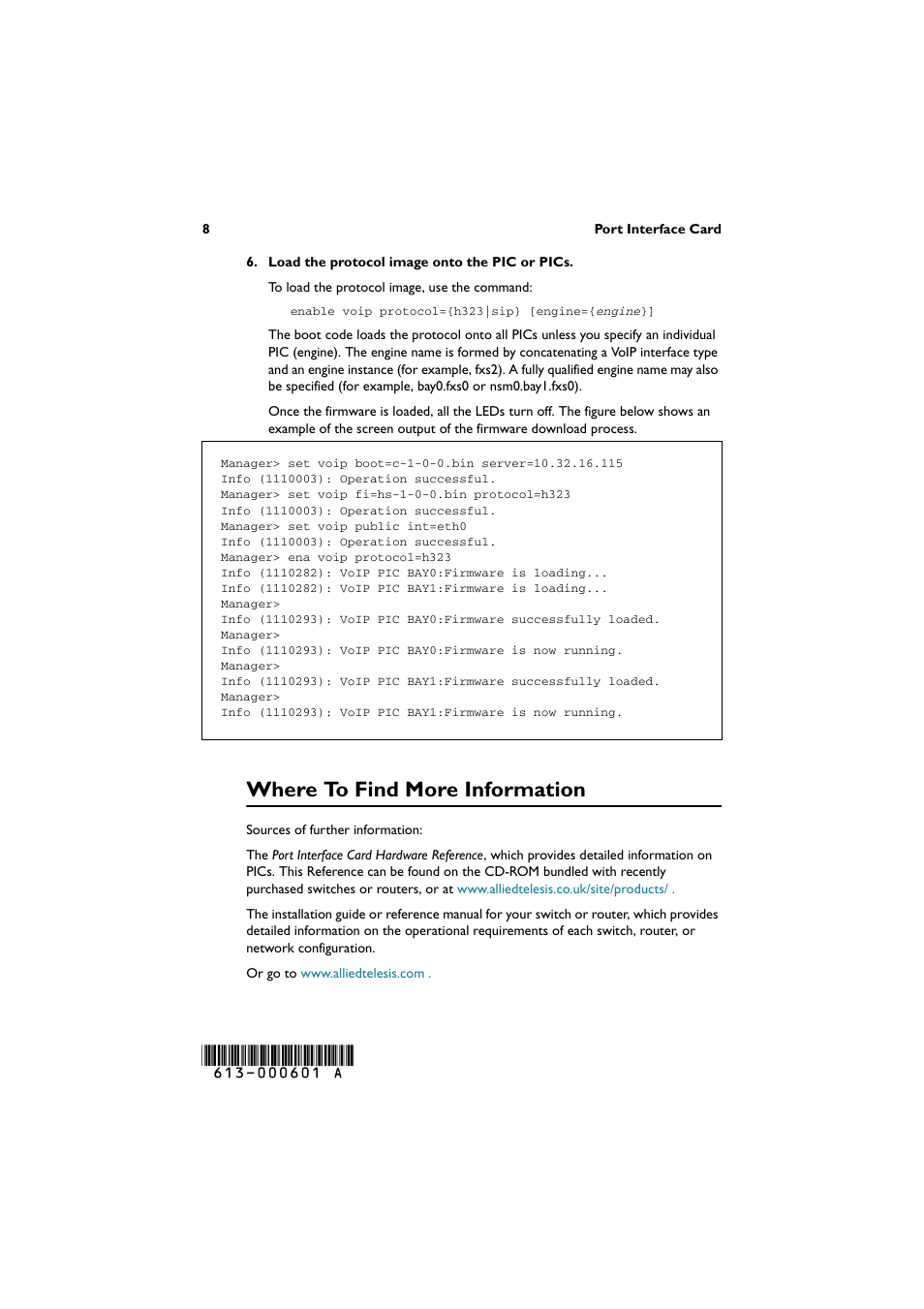 Where to find more information | Allied Telesis Port Interface Card User Manual | Page 8 / 8