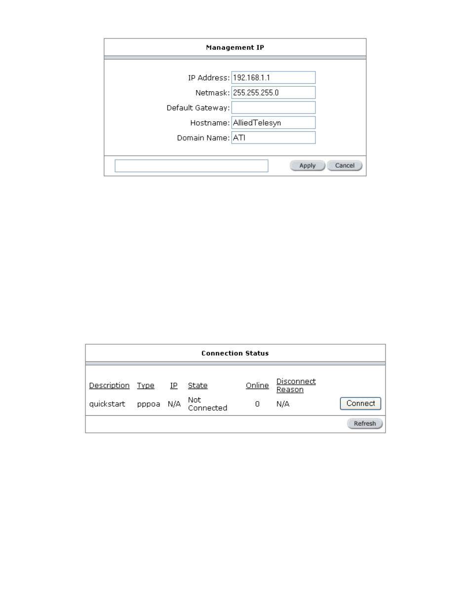 Wan connection, Status, Wan c | Onnection, 2 wan connection | Allied Telesis AT-ARW256E User Manual | Page 22 / 50