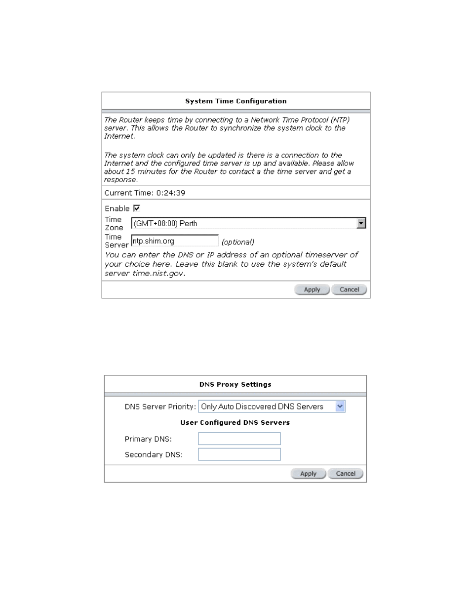 System time, Dns proxy settings | Allied Telesis AT-ARW256E User Manual | Page 40 / 50
