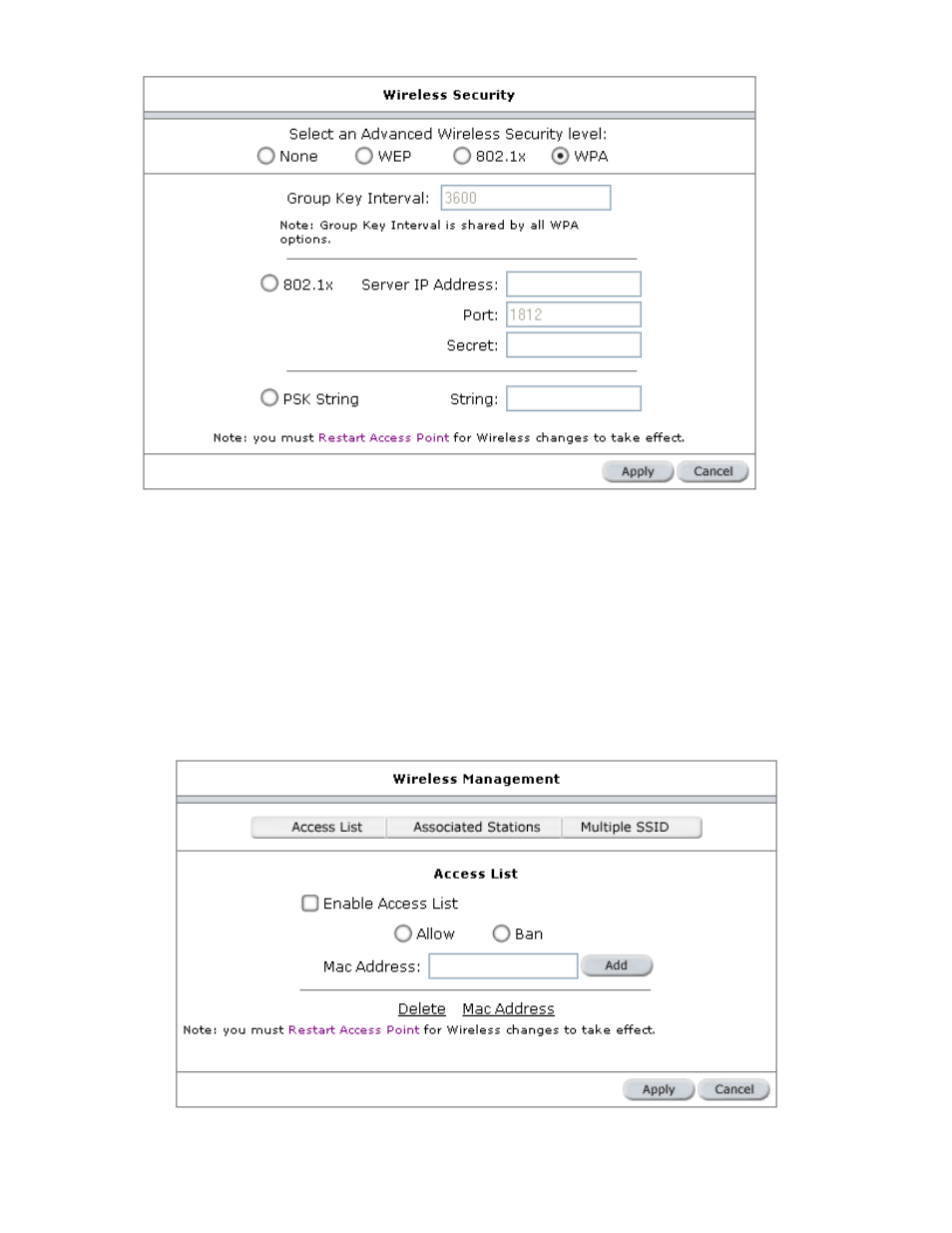 Wireless management, Access list | Allied Telesis AT-ARW256E User Manual | Page 42 / 50