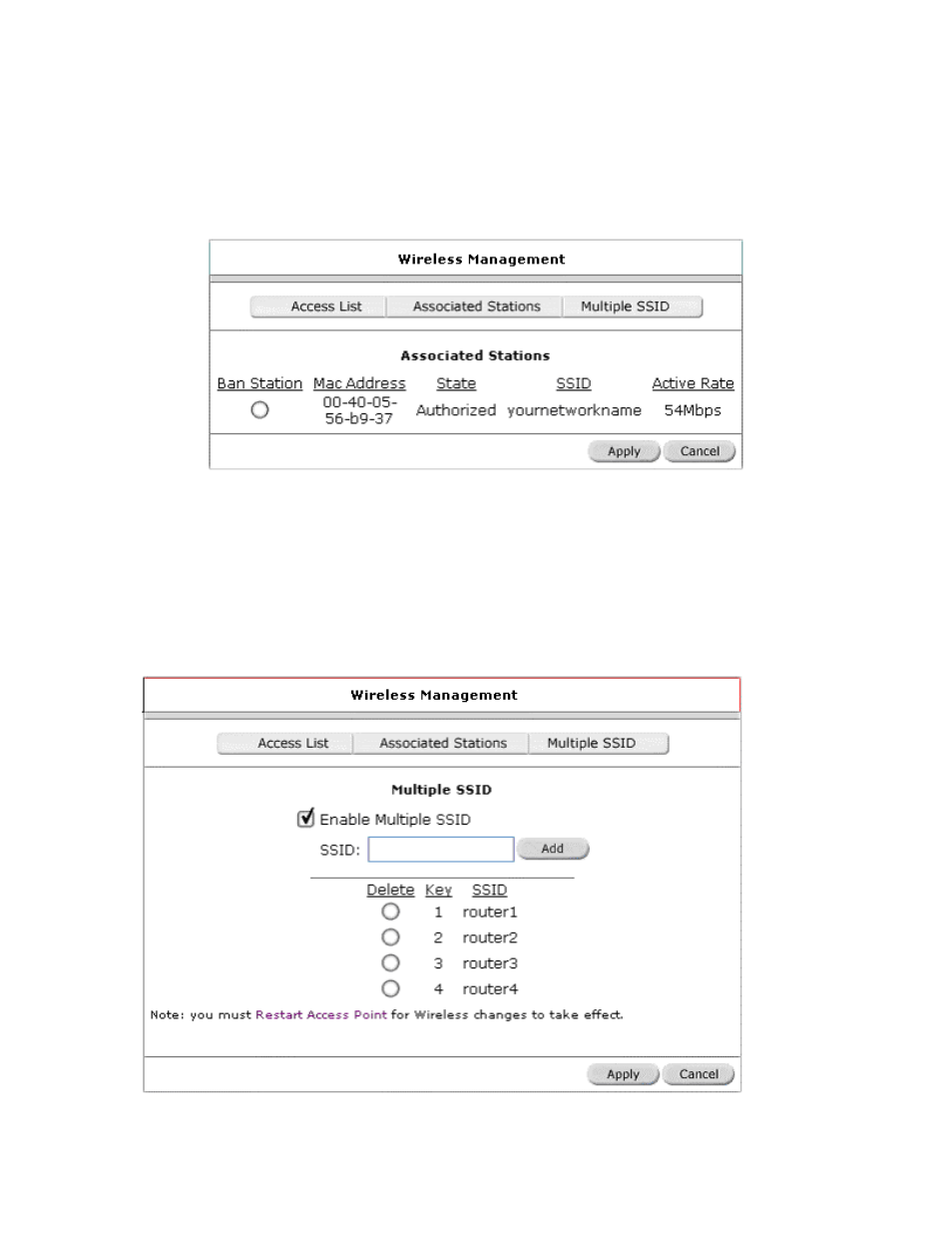 Associated stations, Multiple ssid | Allied Telesis AT-ARW256E User Manual | Page 43 / 50