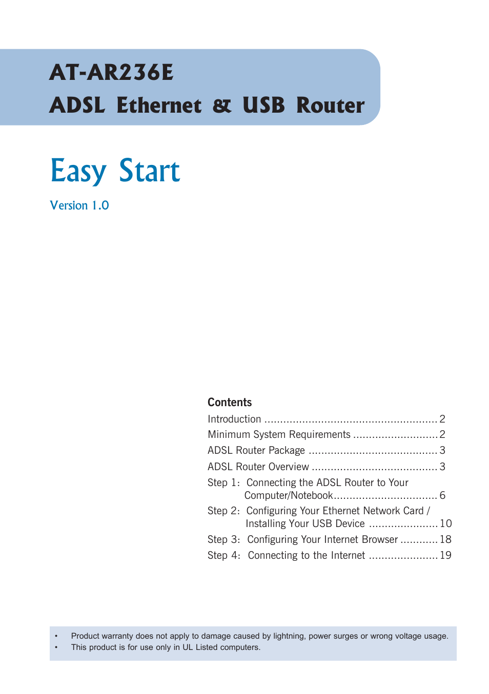 Allied Telesis AT-AR236E User Manual | 19 pages