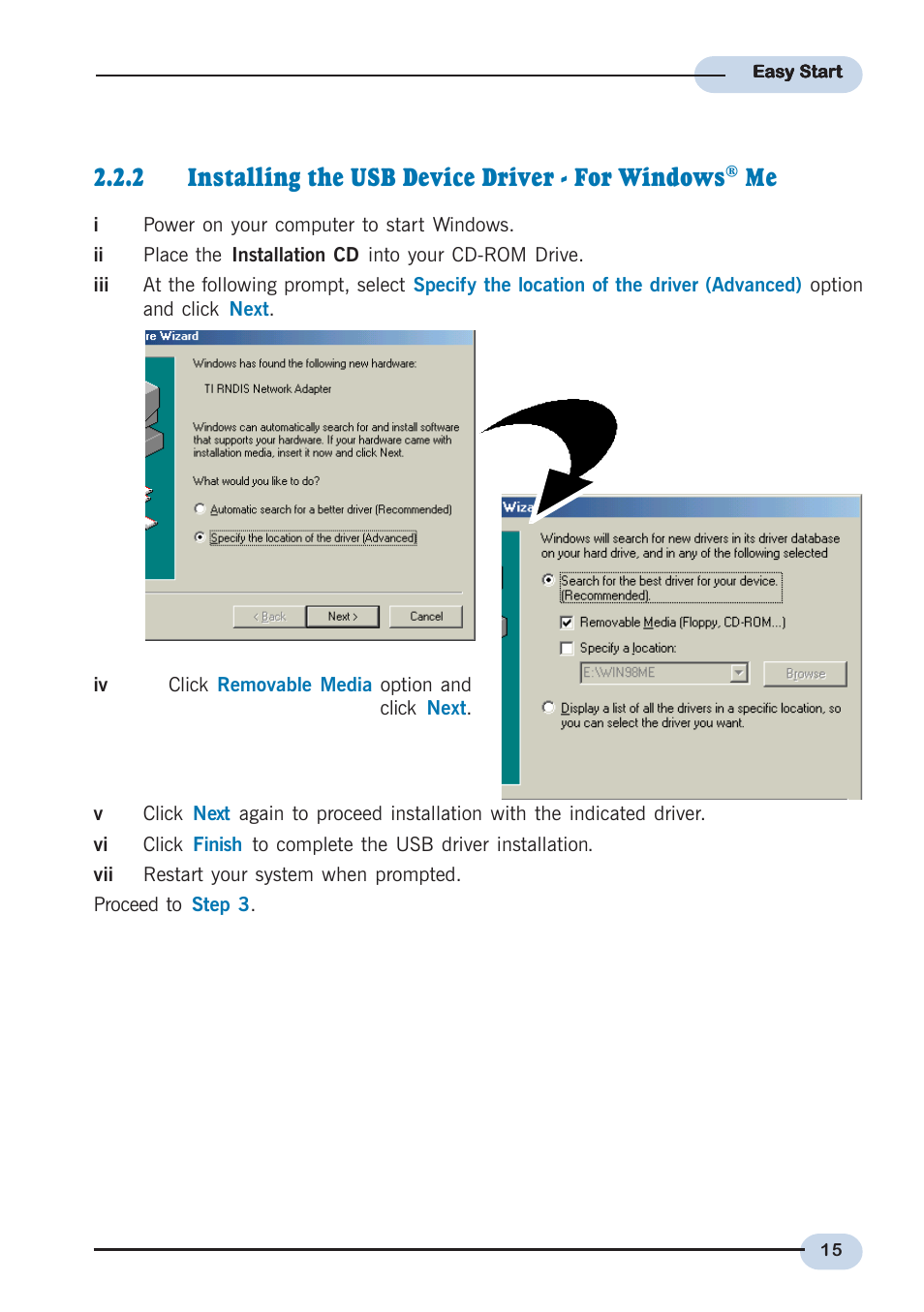 2 installing the usb device driver - for windows | Allied Telesis AT-AR236E User Manual | Page 15 / 19