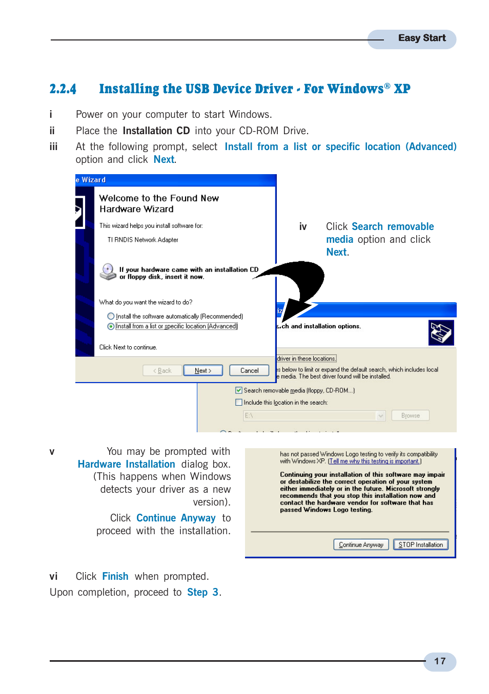 4 installing the usb device driver - for windows | Allied Telesis AT-AR236E User Manual | Page 17 / 19