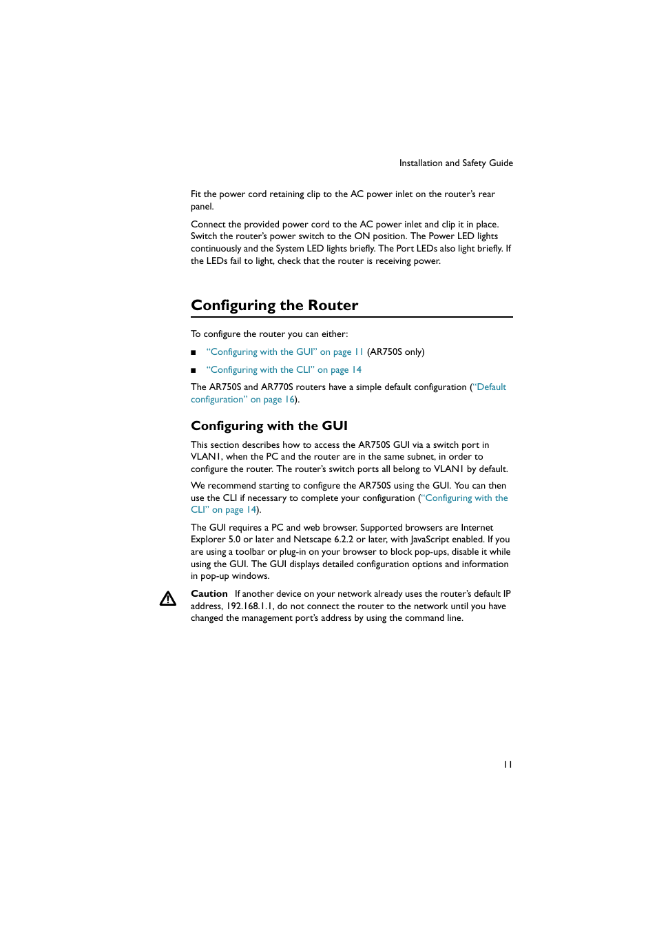 Configuring the router, Configuring with the gui | Allied Telesis AR700 Series Router User Manual | Page 11 / 40