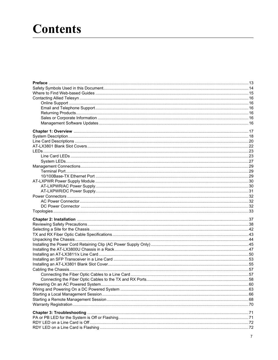 Allied Telesis AT-LX3800U User Manual | Page 7 / 110