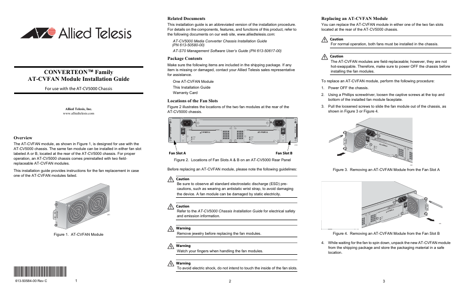 Allied Telesis AT-CVFAN User Manual | 2 pages